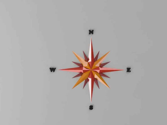 TRUENORTH | 3D Printed Compass Rose Wall Art, Nautical Coastal Beach Home Decor Gift