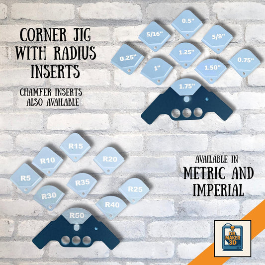 Router radius and chamfer template, 3D printed jig