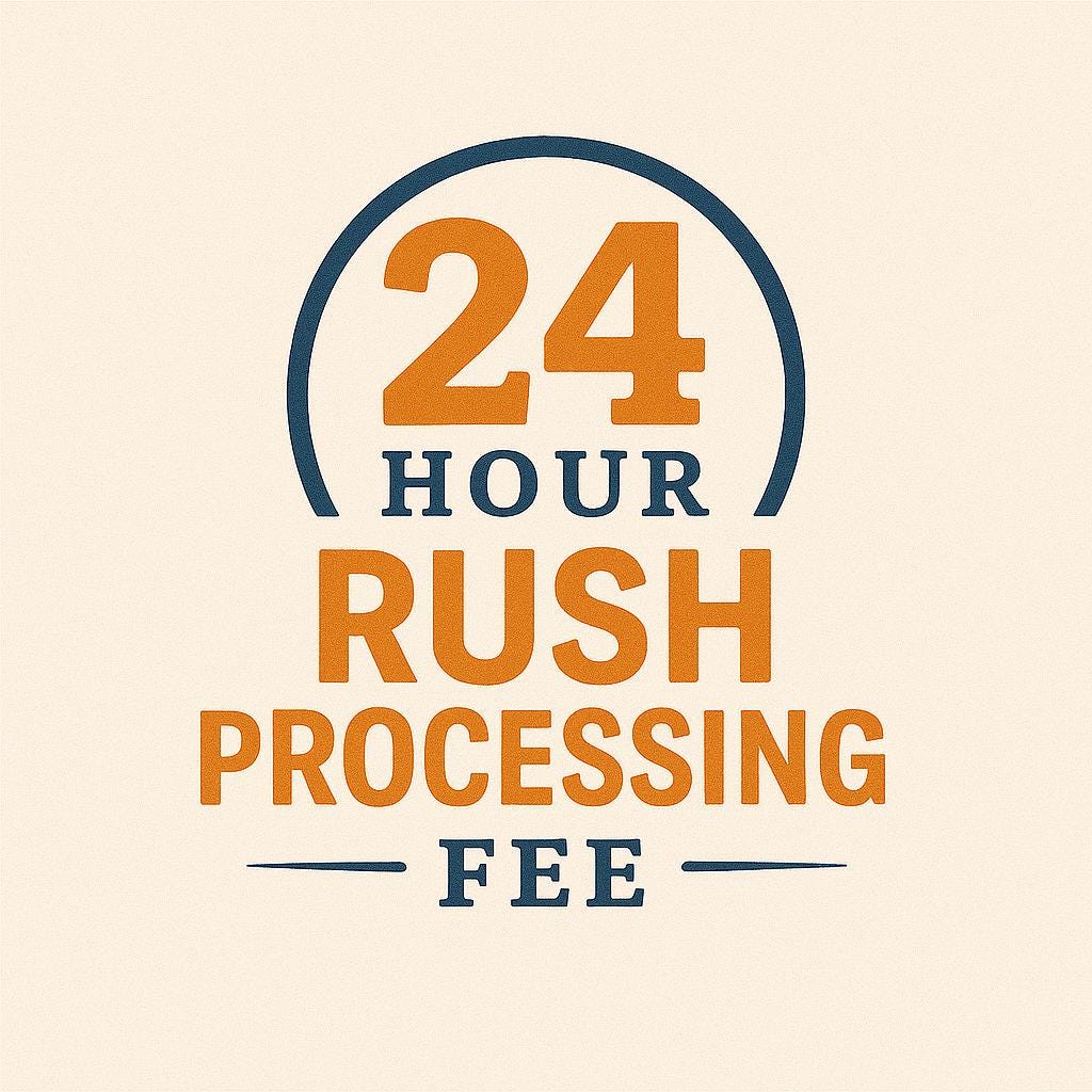 ZIPPY | Rush Order Processing Upgrade, 24 Hour Production for Expedited Handmade Service & Faster Shipping