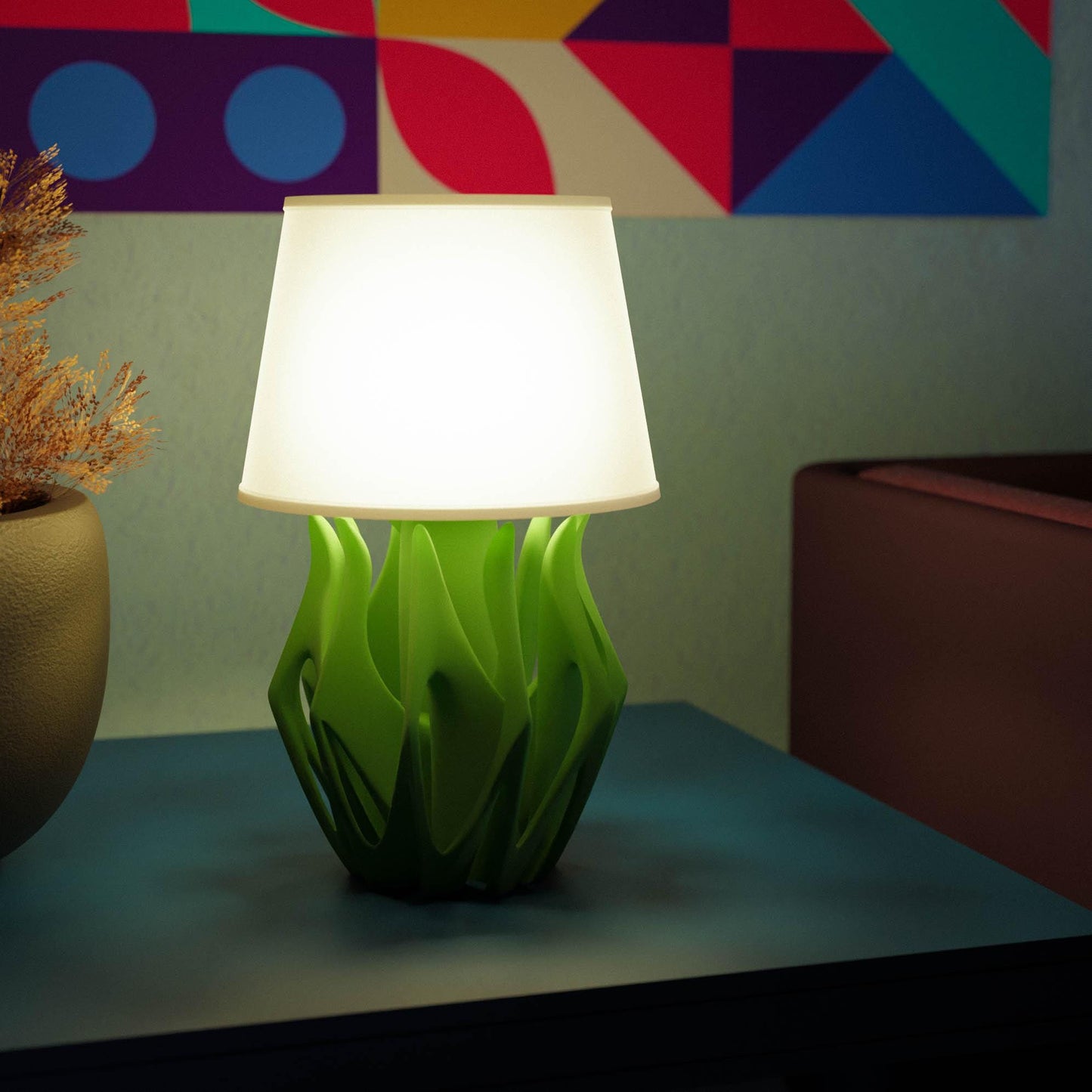 VERDANT | Sculptural Desk Lamp - Custom Organic Flame Design LED Table Light, Choice of Color