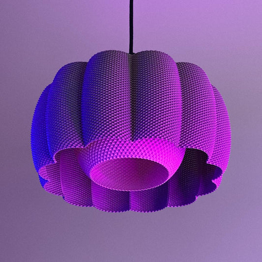 ARA | Modern Studded Pendant Light, Scalloped Hanging Lampshade, 3D Printed Ceiling Cover