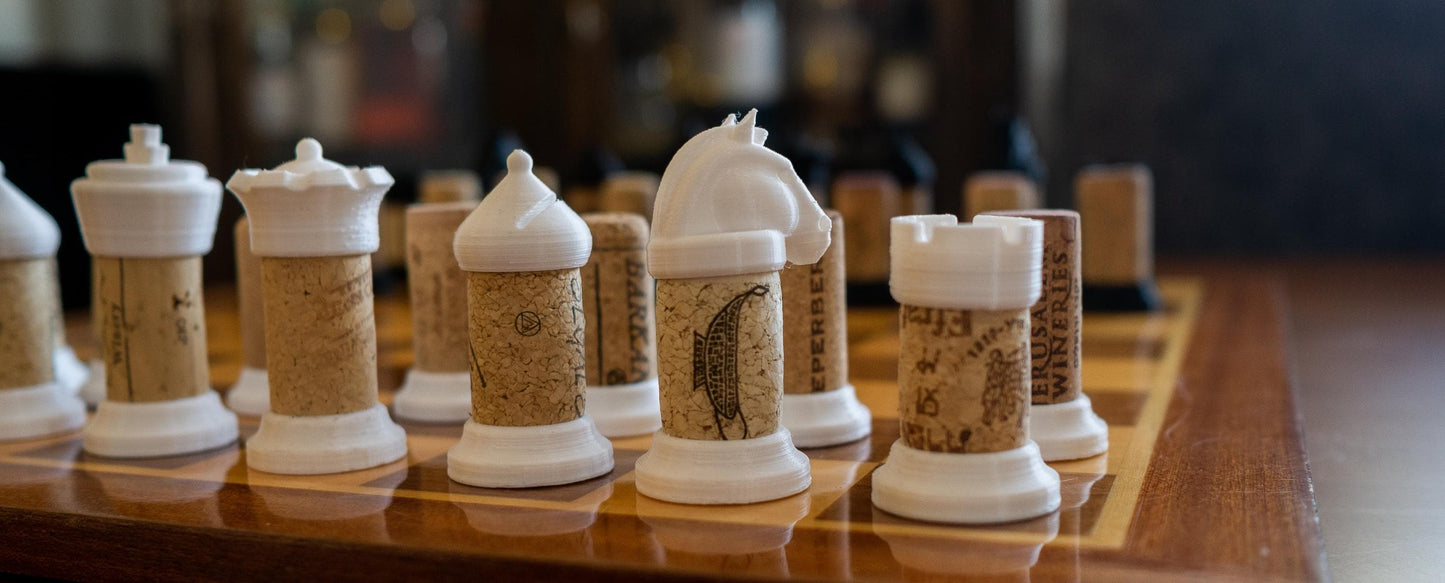 BUNG | Wine Cork Chess Pieces - Unique Custom Chess Set, Choice of Colors