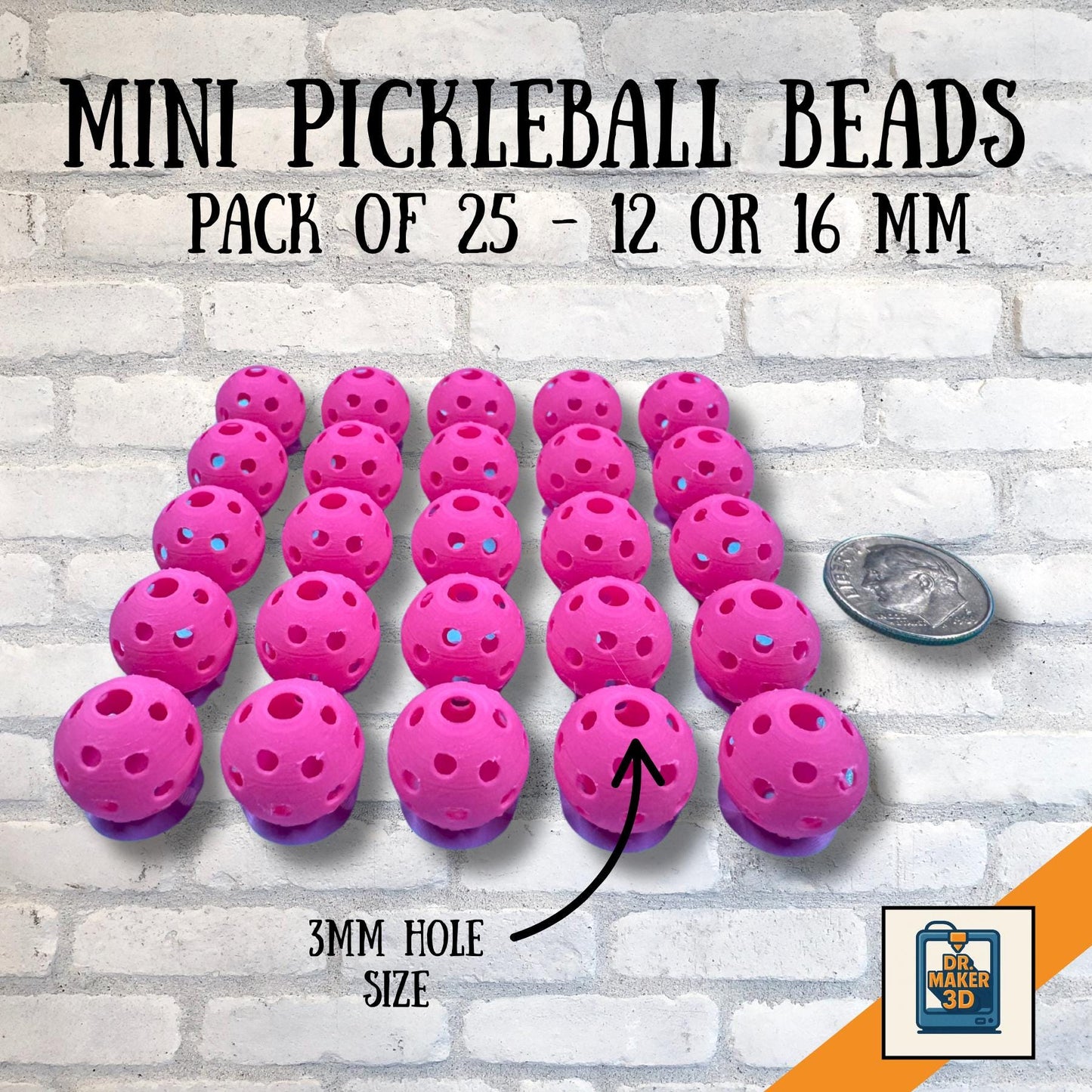 PICKLET Mini Pickleball Bead Charms, 25 Pack