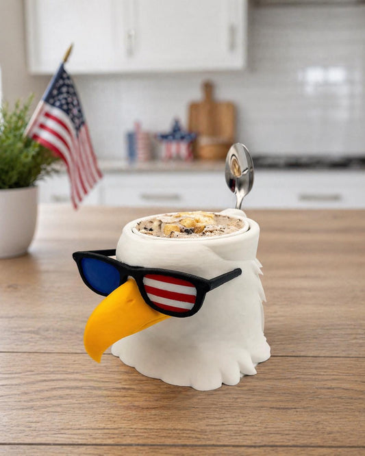 SCOOP250 | Patriotic Bald Eagle Ice Cream Bowl with Sunglasses | 3D Printed America 250 Mug