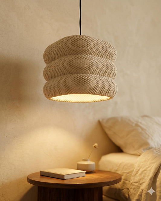 CLARA | Woven Pendant Light, Custom Hanging Lampshade, Textured Ceiling Lamp, Boho Chandelier