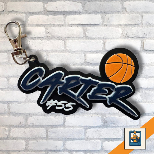 3D printed personalized basketball bag tag keychain