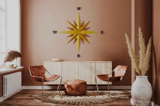 TRUENORTH | 3D Printed Compass Rose Wall Art, Nautical Coastal Beach Home Decor Gift