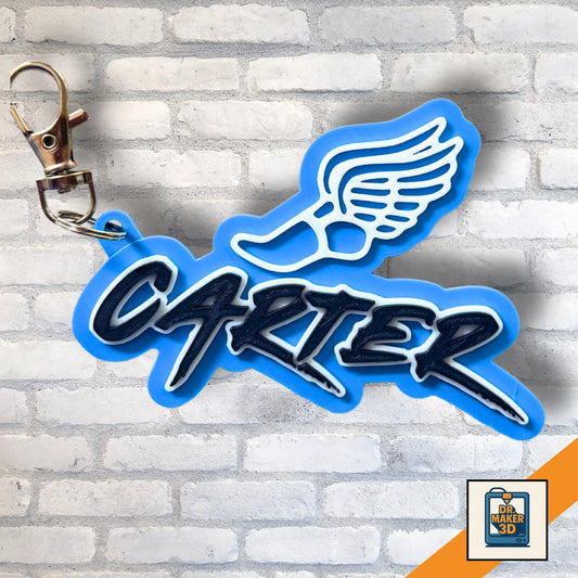 Personalized 3D printed cross country bag tag keychain