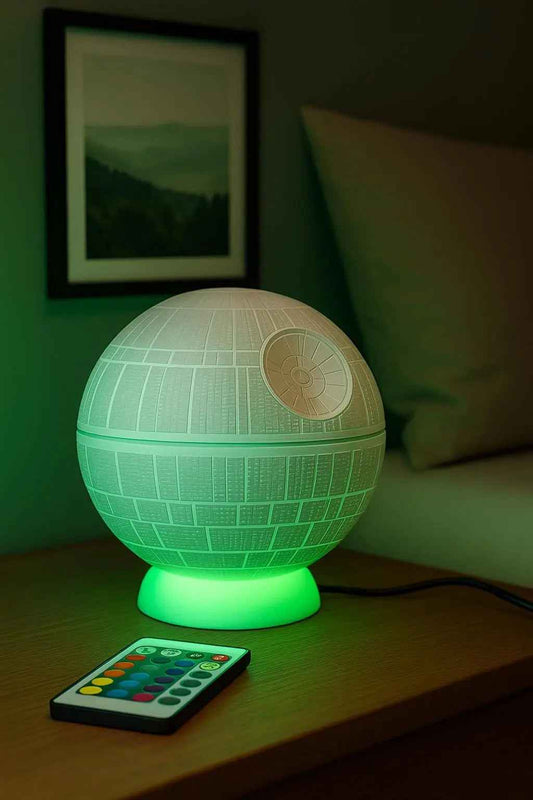 LASER | 3D Printed Death Star Lamp, Sci-Fi LED Night Light, Gamer Bedroom Desk Lamp Gift