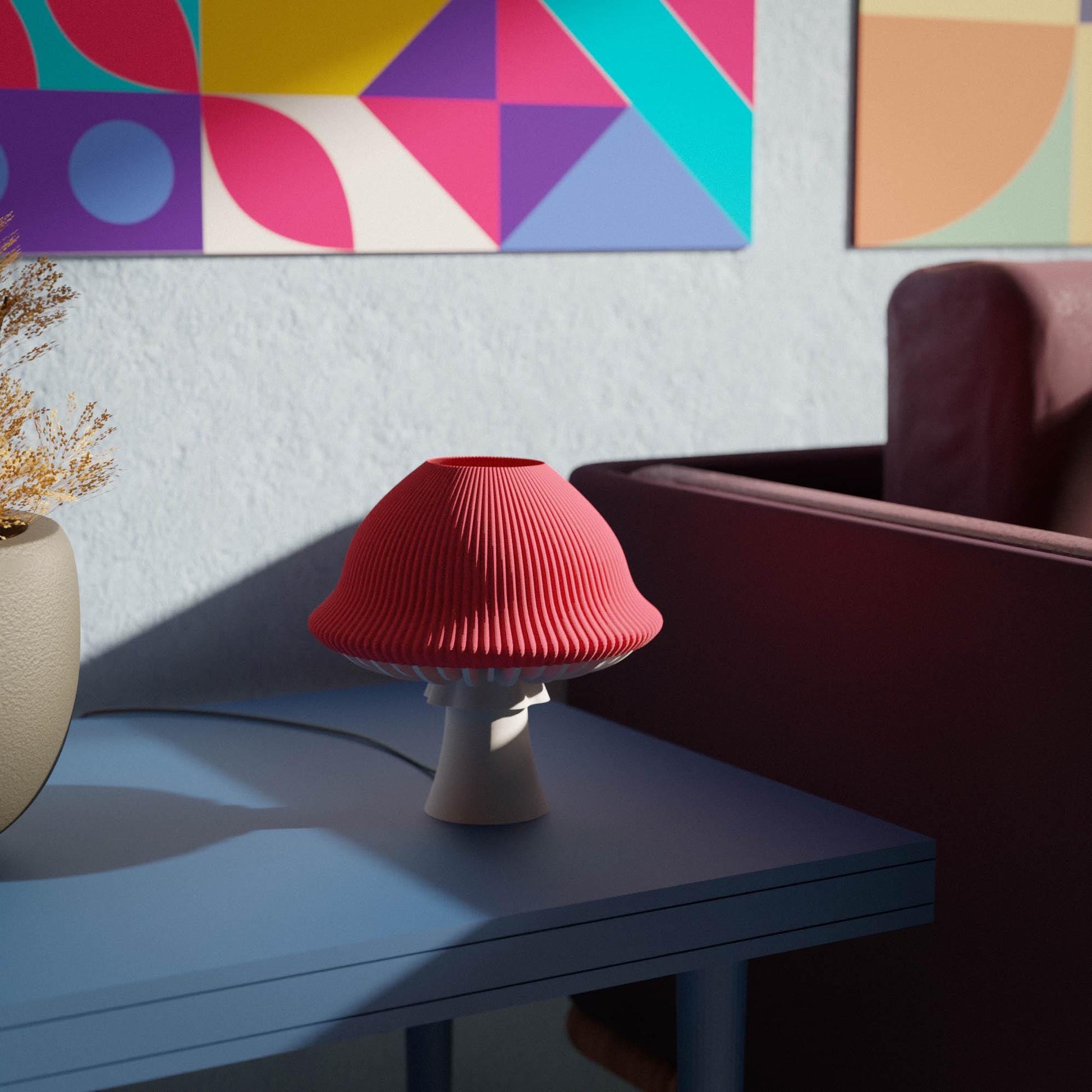 3D printed mushroom night light in custom color