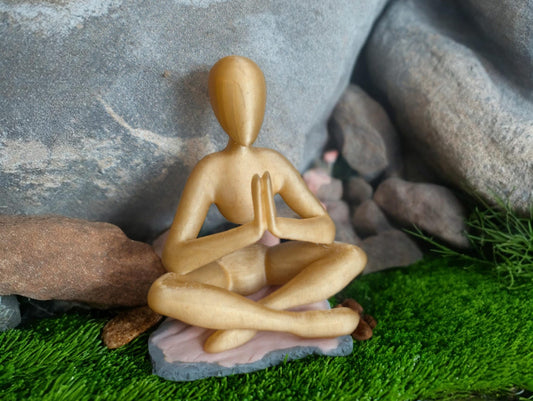 3D printed minimalist prayer sculpture, meditation figurine