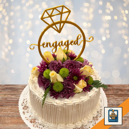 3D printed diamond engagement ring cake topper