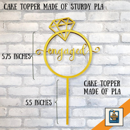 Personalized ring cake topper in PLA, 3D printed