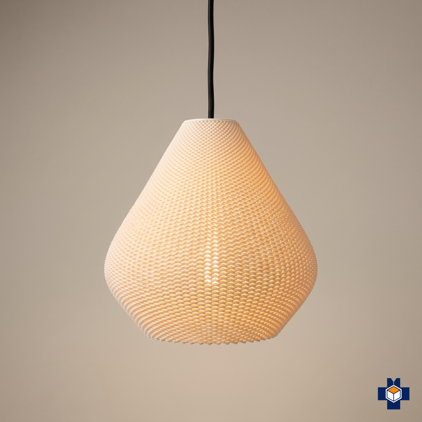 AERO woven-texture teardrop pendant light, ivory white, main view