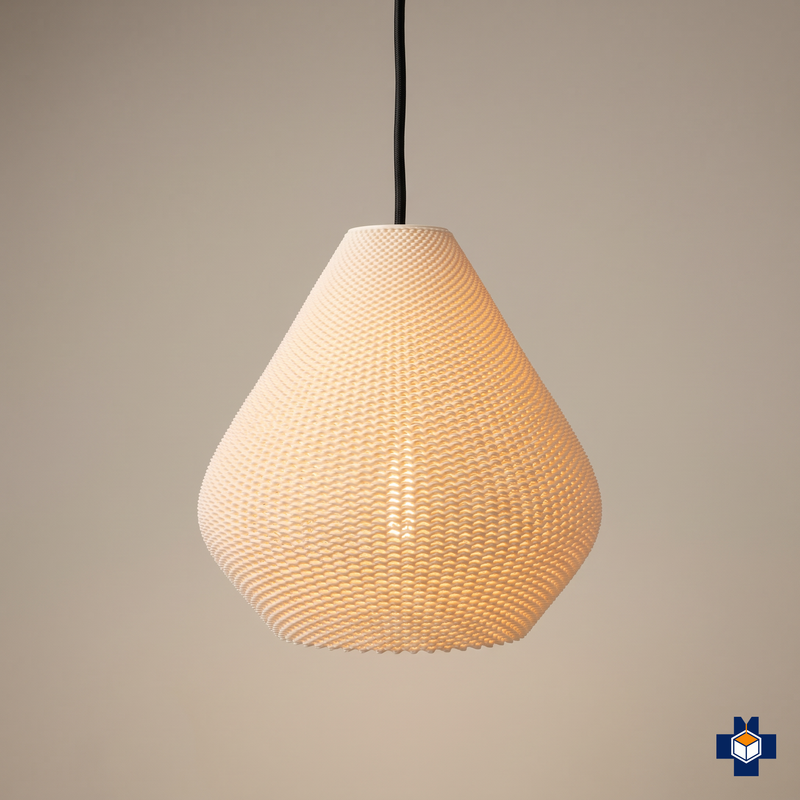 AERO woven-texture teardrop pendant light, ivory white, main view