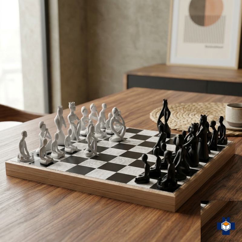ANONYMOUS abstract chess pieces in play