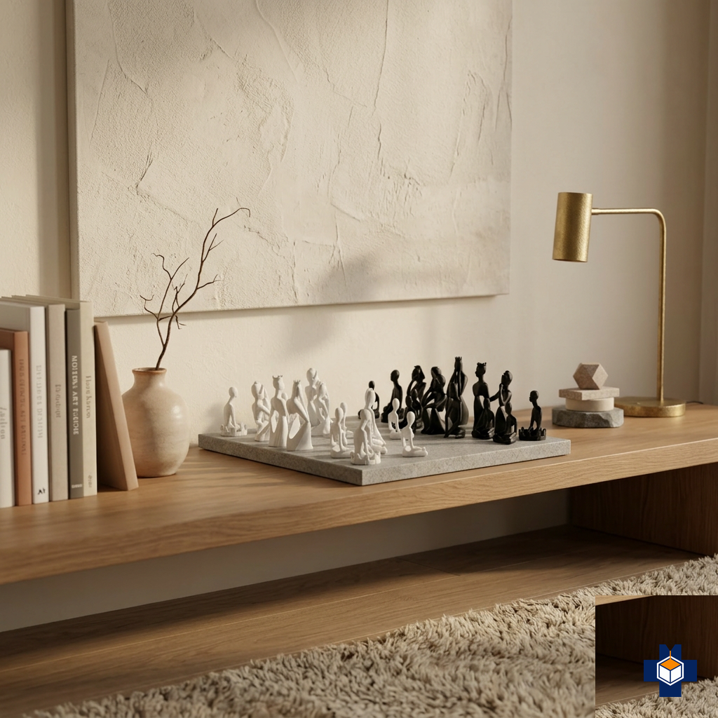 ANONYMOUS chess set styled scene