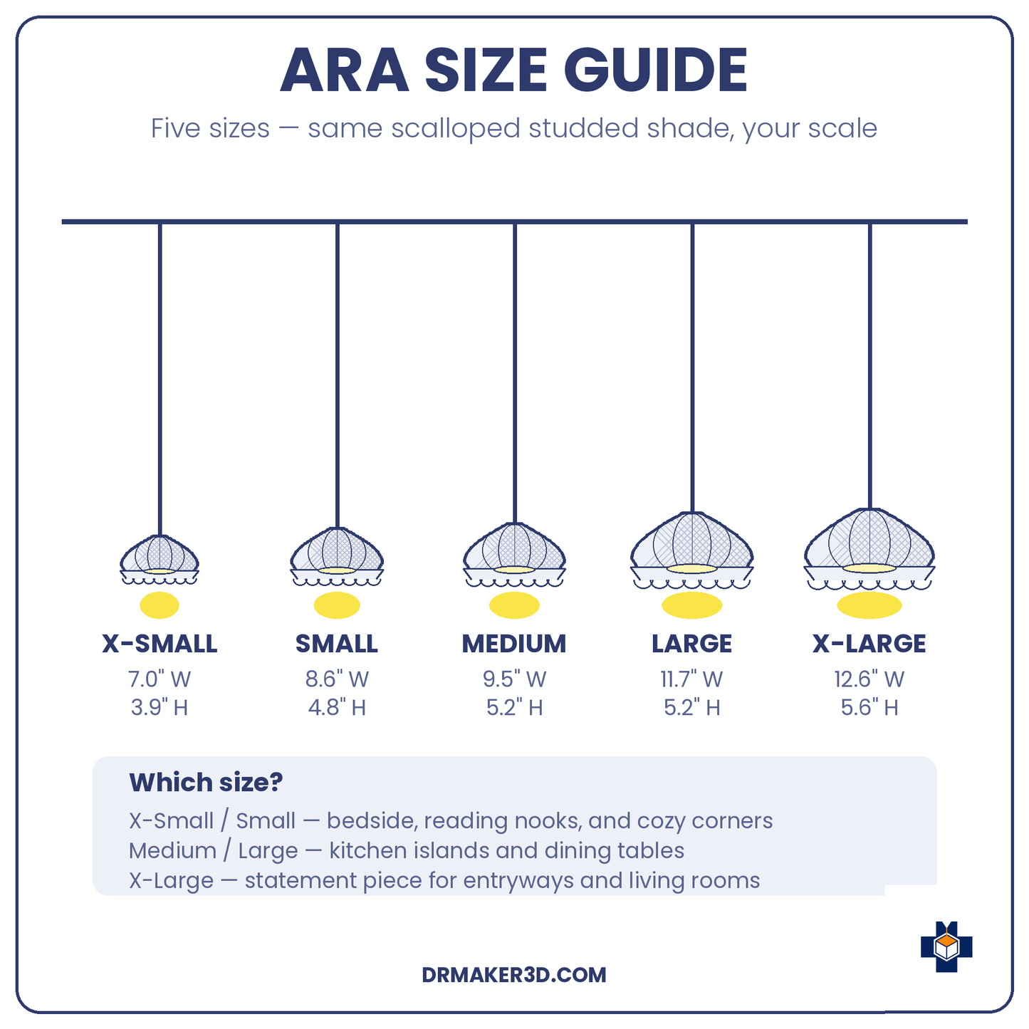 ARA pendant size guide