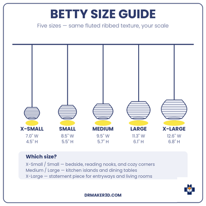 BETTY pendant size guide