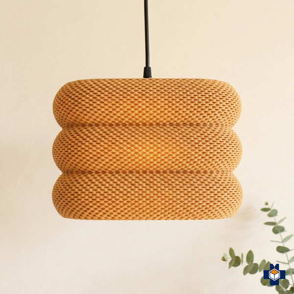 Boho Pendant Light, Woven Rattan-Look Tiered Shade, 50+ Colors, 5 Sizes — 3D Printed | CLARA