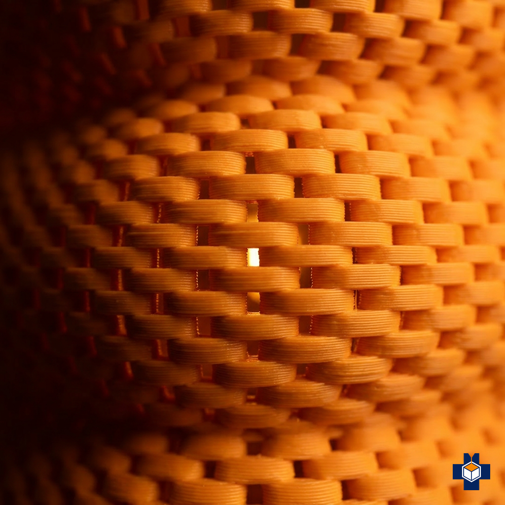 PALOMA pendant, close-up of the interlocked lattice weave