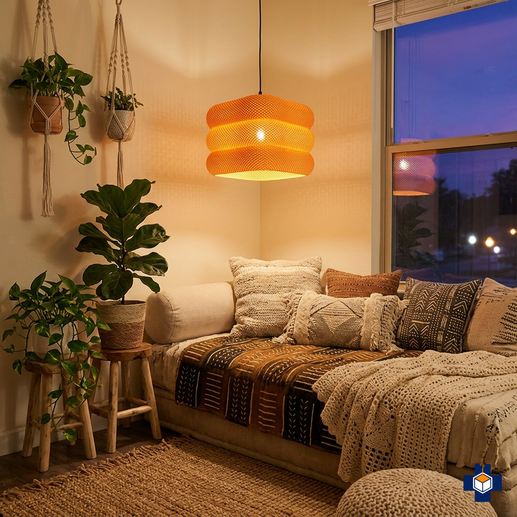PALOMA pendant lit in a living room