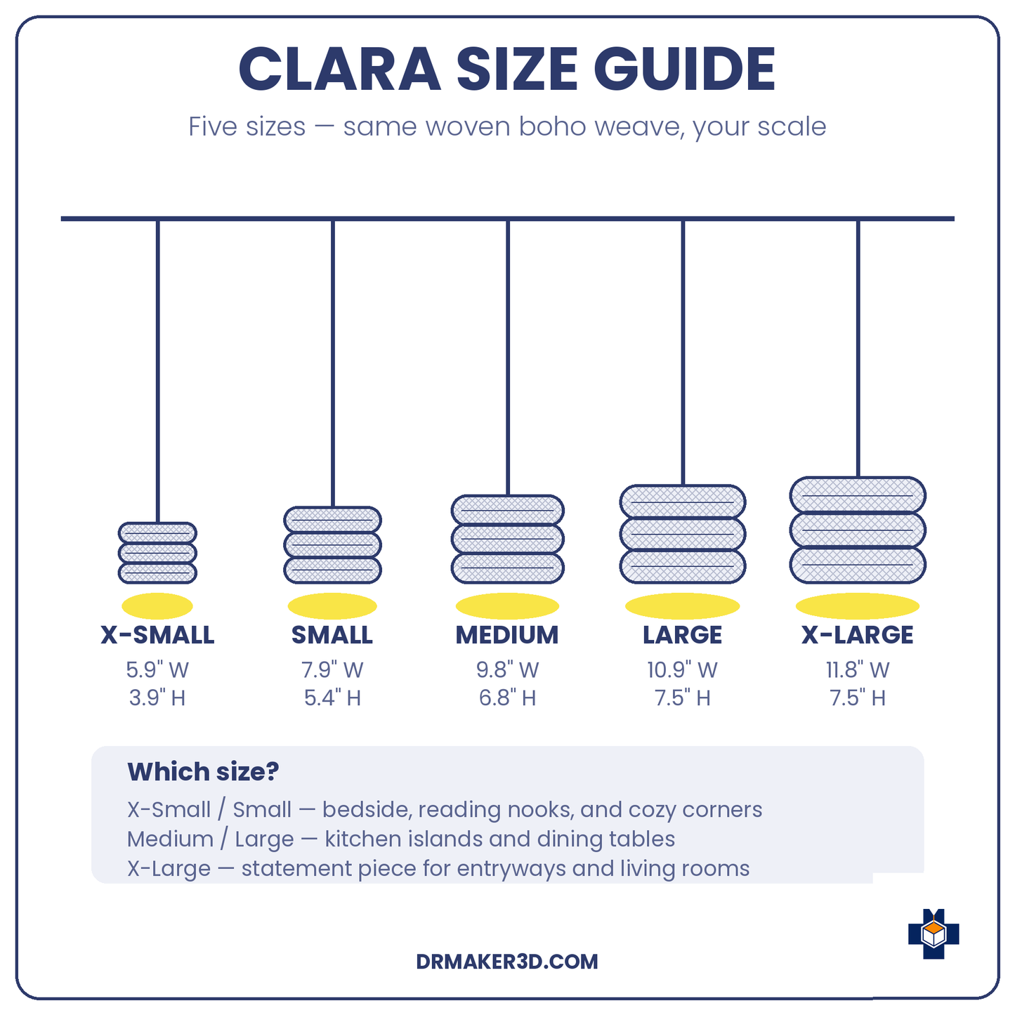 CLARA pendant size guide