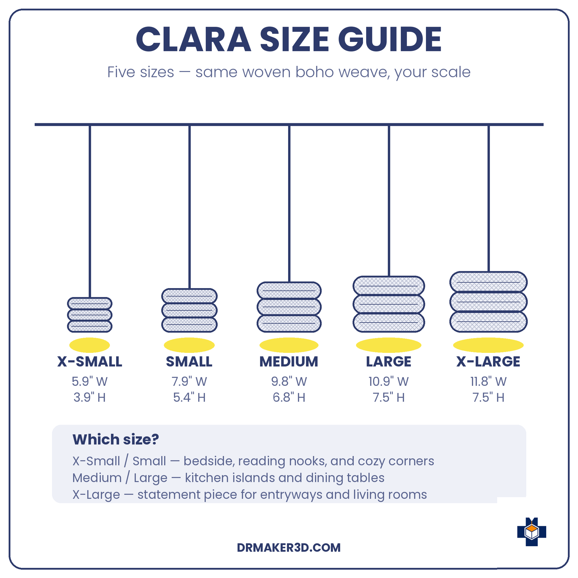 CLARA pendant size guide