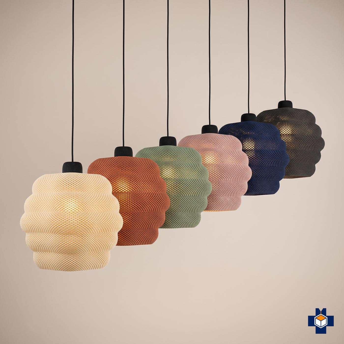 CLARISA pendant shown in multiple colorways