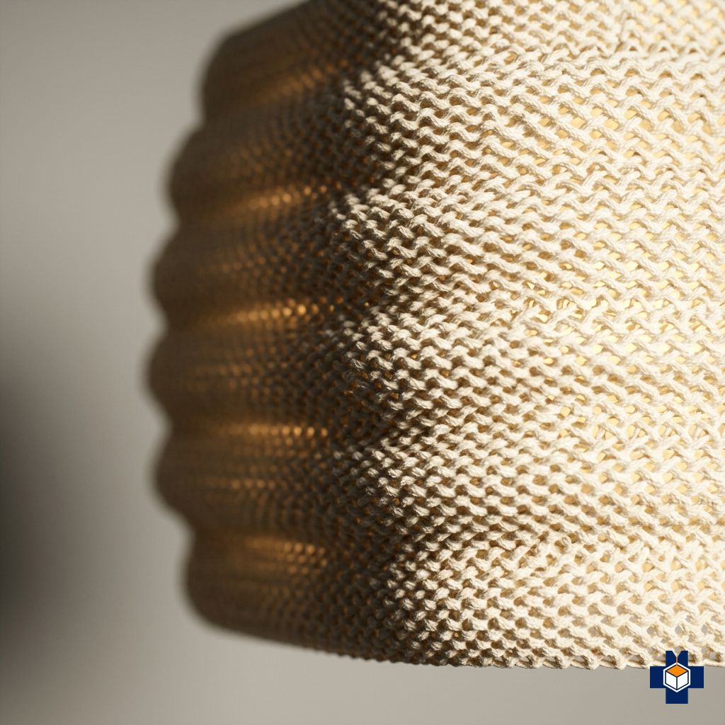DAIRA pendant close-up, fine knit stitch texture