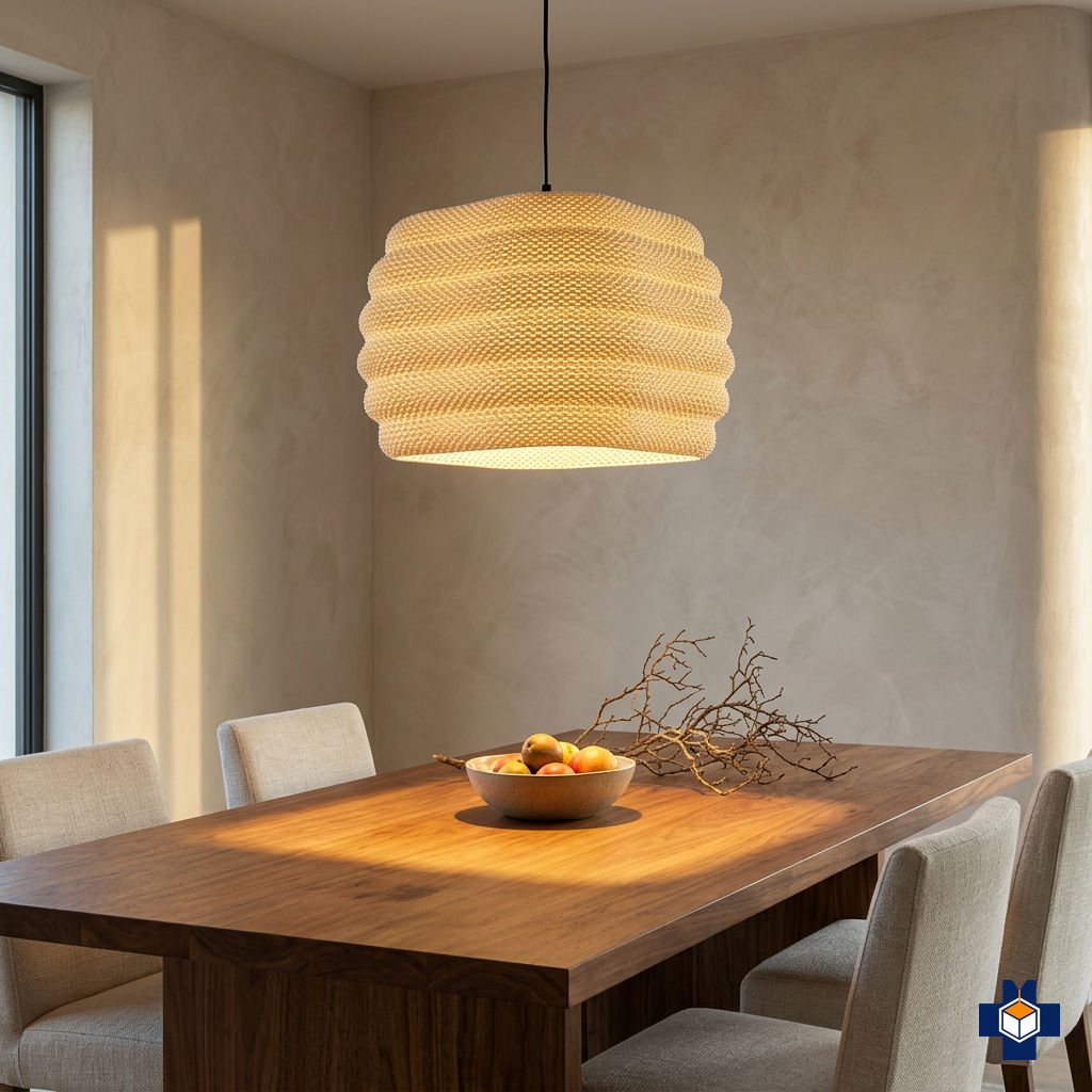 DAIRA pendant hanging over a walnut dining table