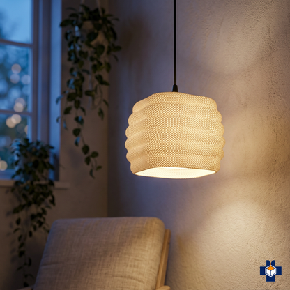 DAIRA pendant glowing at dusk in a cozy corner