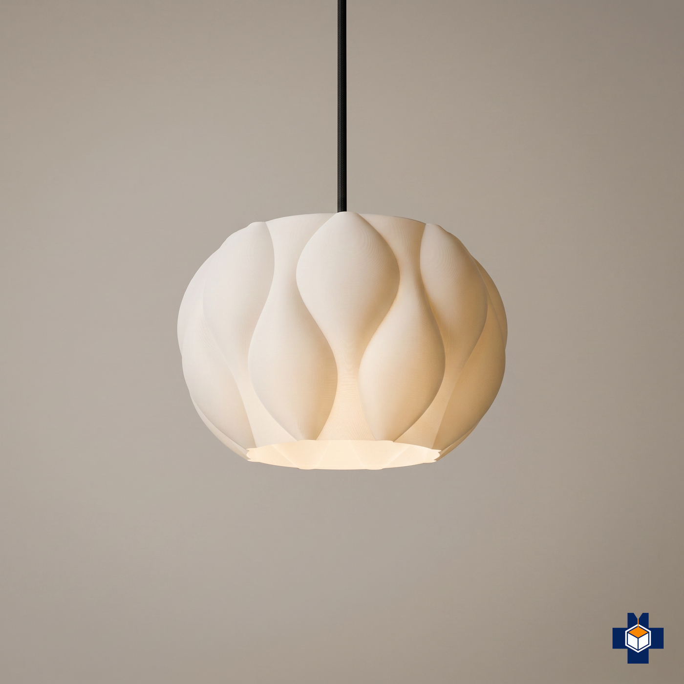 ECLIPSE 3D printed faceted geometric pendant light, ivory white, hero