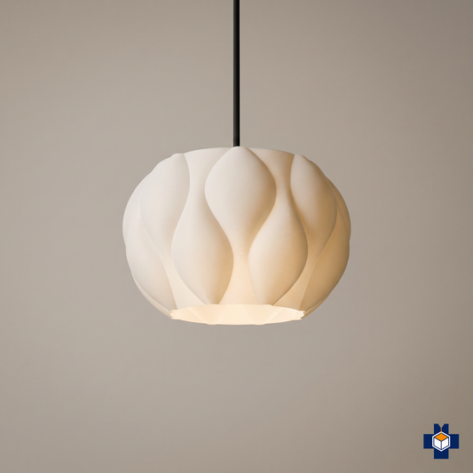 ECLIPSE 3D printed faceted geometric pendant light, ivory white, hero