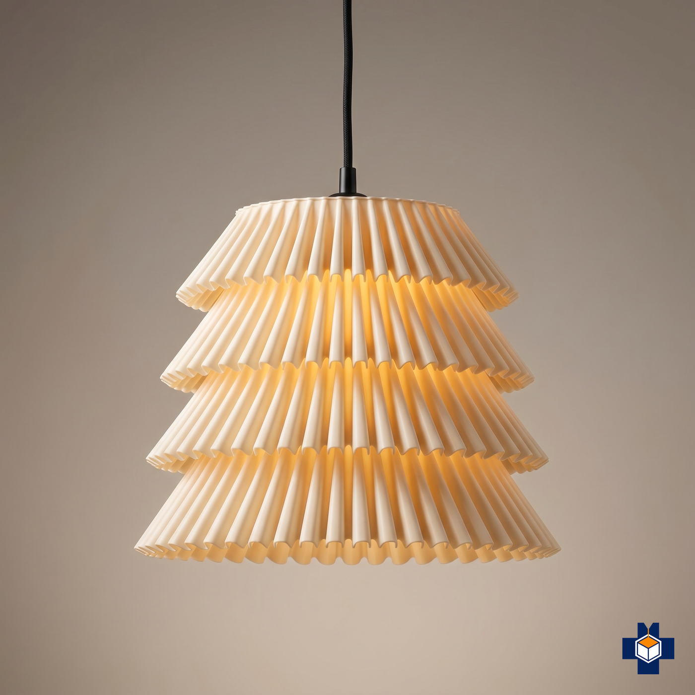 FALDA tiered pleated-ruffle pendant light, ivory, main view