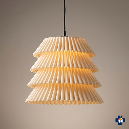 FALDA tiered pleated-ruffle pendant light, ivory, main view