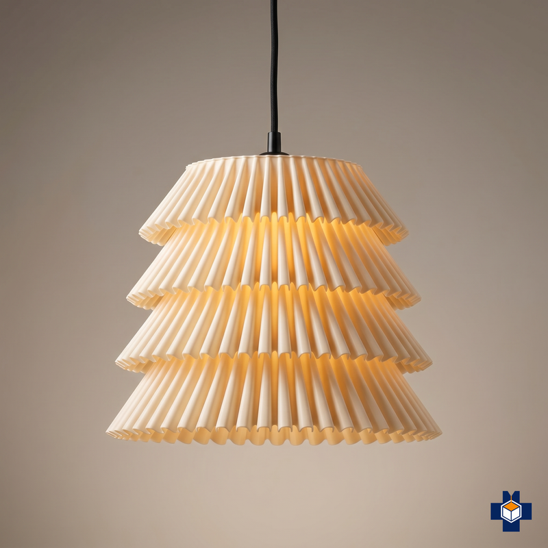 FALDA tiered pleated-ruffle pendant light, ivory, main view