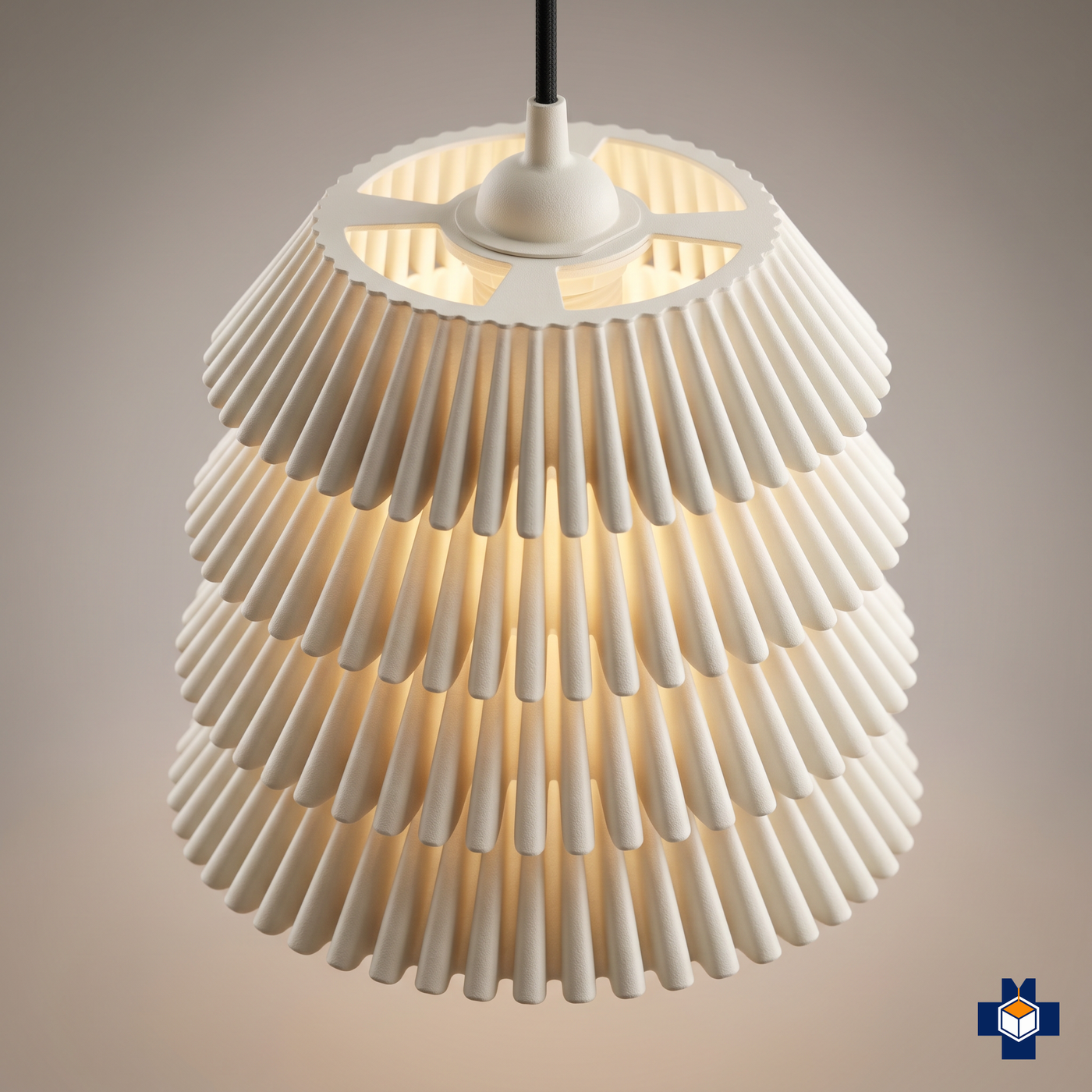 FALDA tiered-ruffle pendant light, angled view