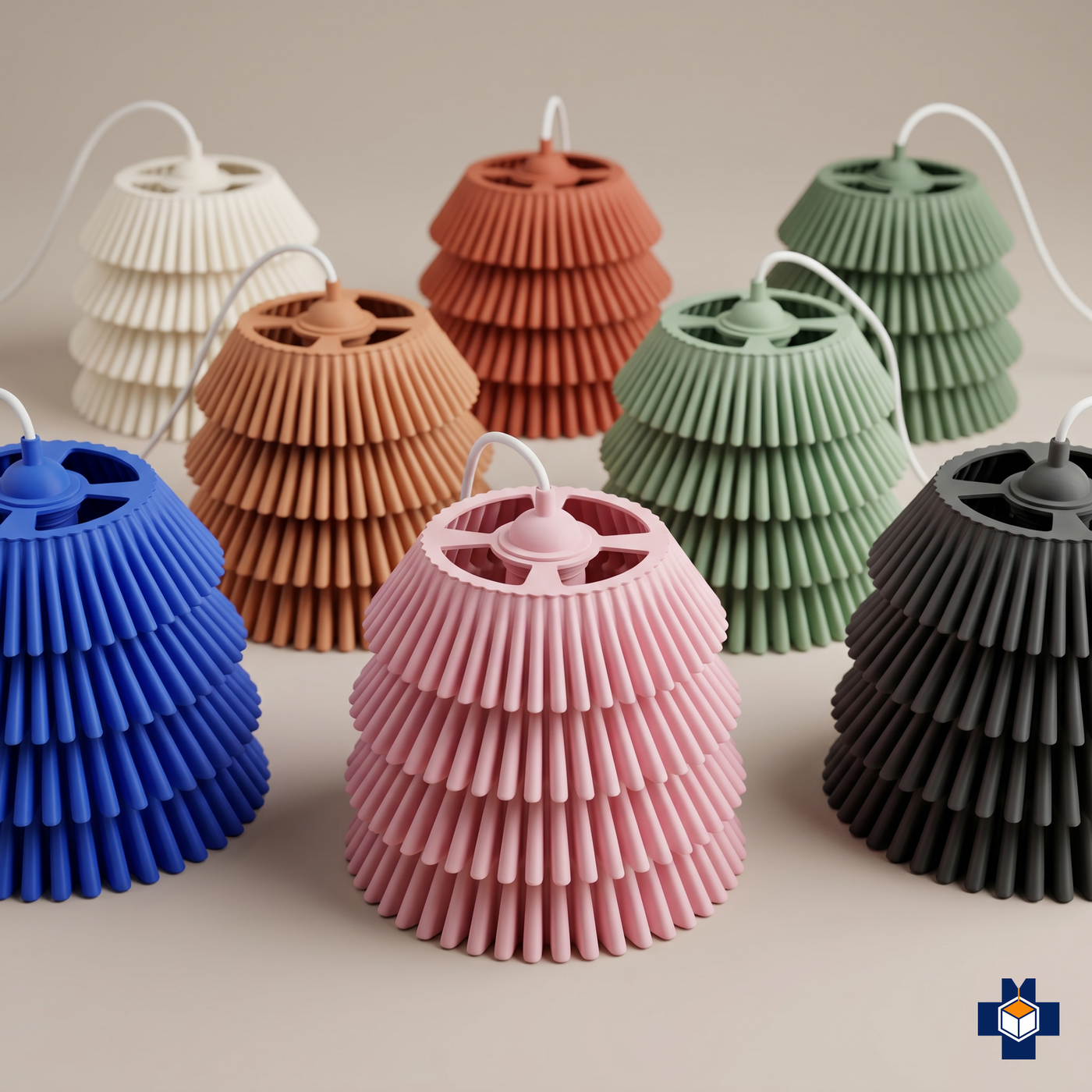 FALDA tiered-ruffle pendant light color variety