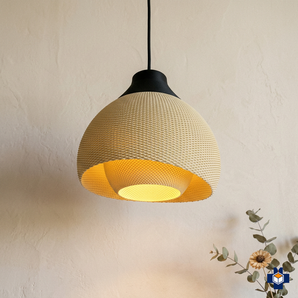 Floral Pendant Light, Woven Petal Cottagecore Shade, 30+ Colors, 5 Sizes — 3D Printed | FIORE