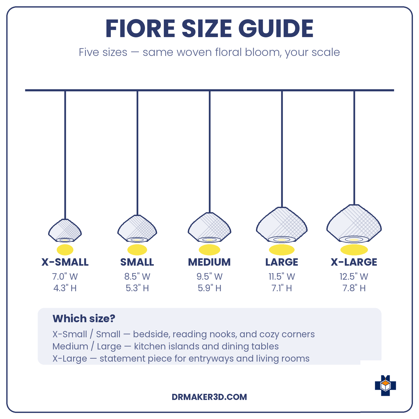 FIORE pendant size guide