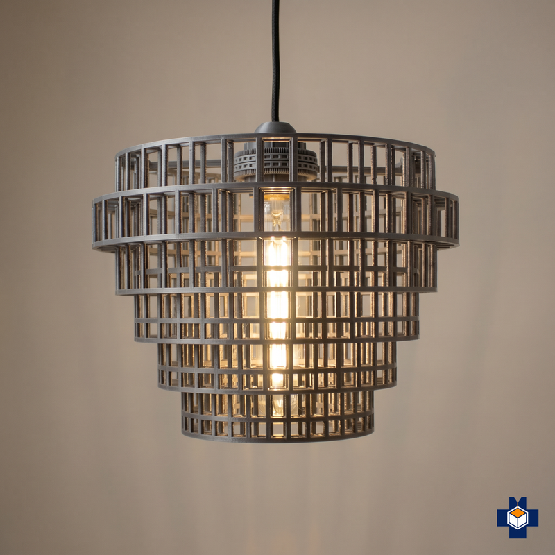 FOUNDRY open industrial grid-cage pendant light, charcoal, main view