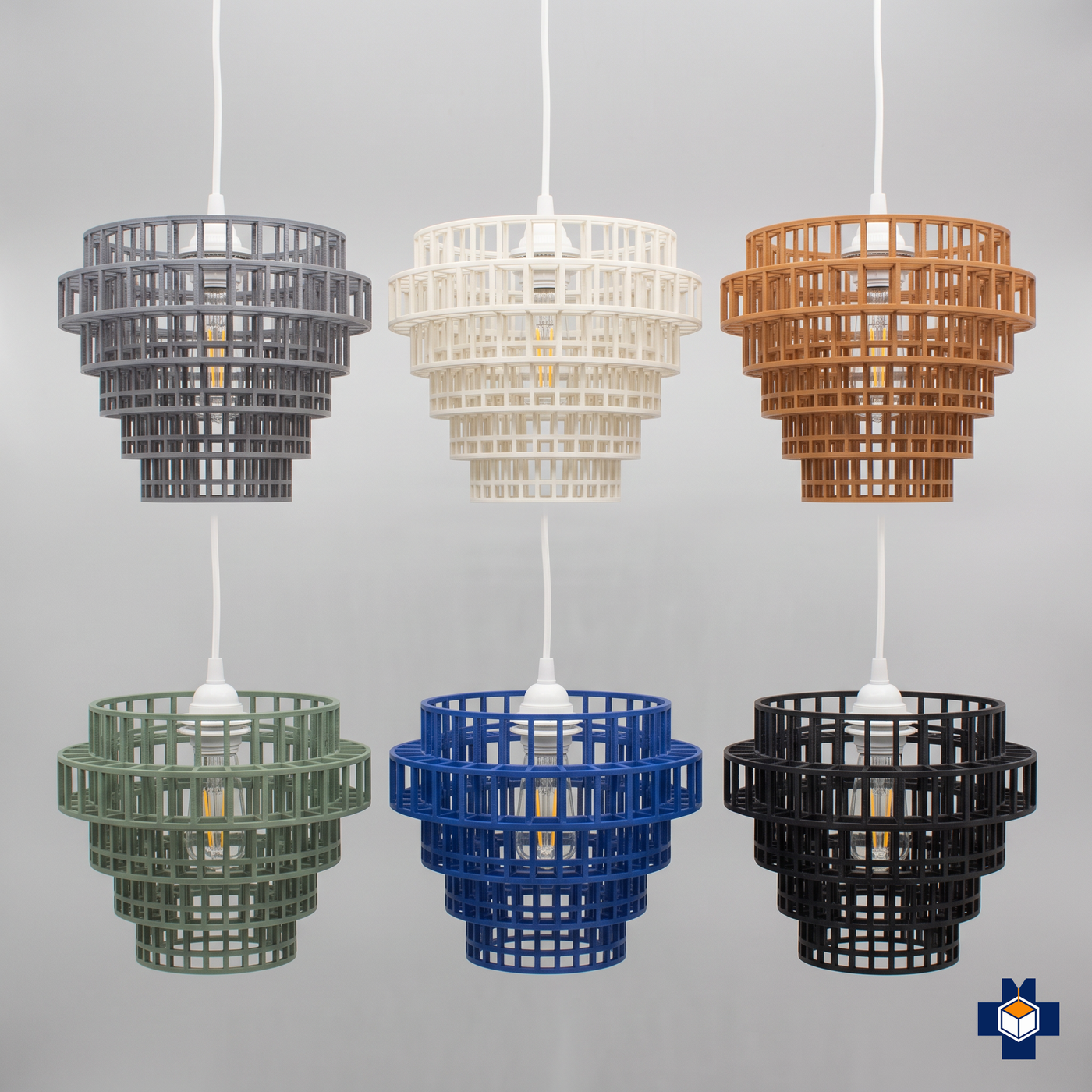 FOUNDRY grid-cage pendant light color variety