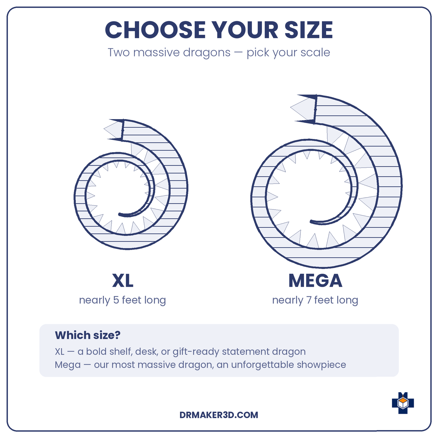GOLIATH dragon size guide, XL and Mega