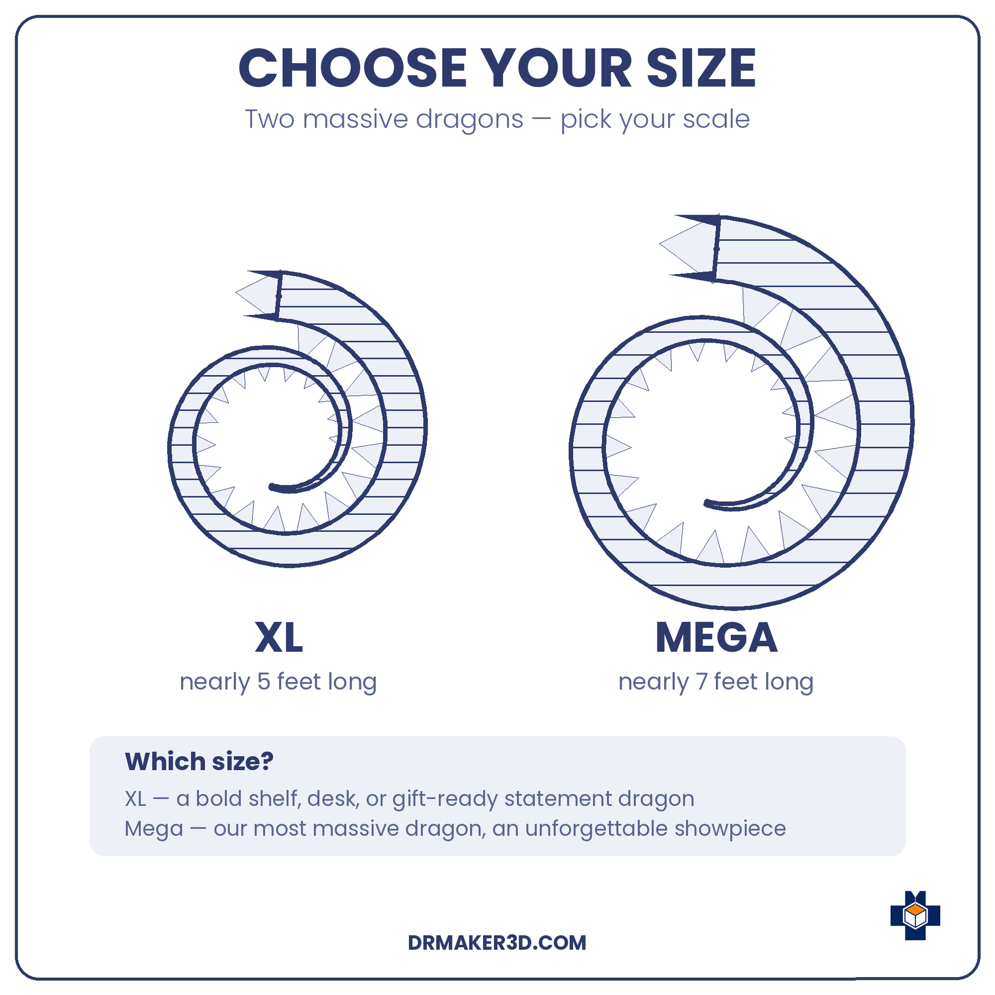 GOLIATH dragon size guide, XL and Mega