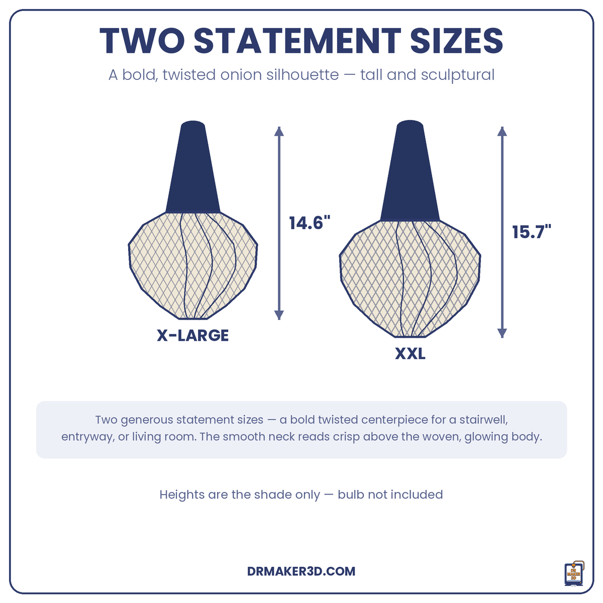 HELIX size guide — X-Large 14.6 inch and XXL 15.7 inch