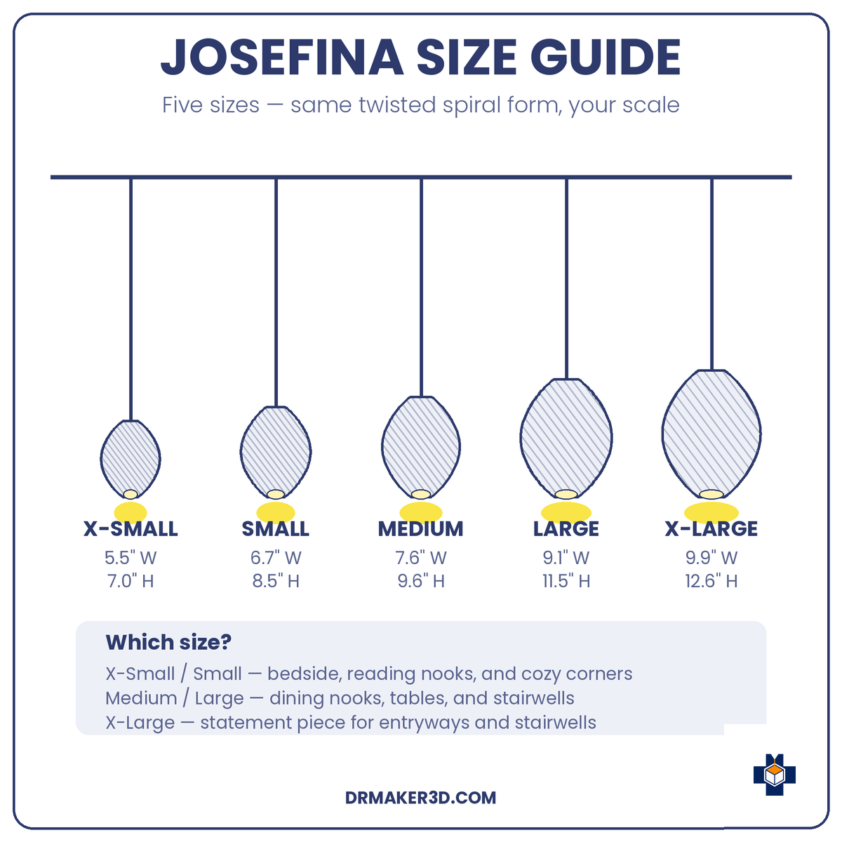 JOSEFINA pendant size guide