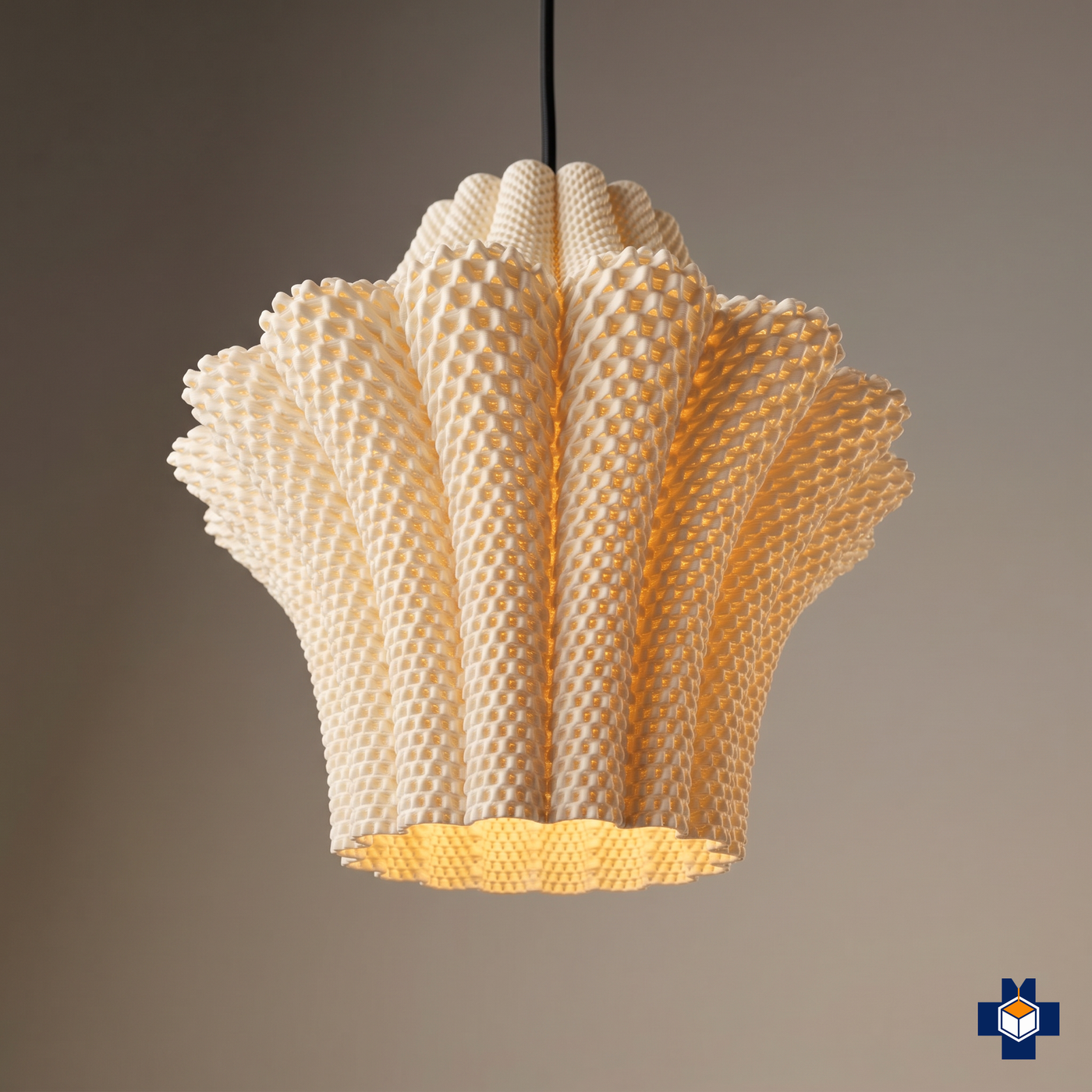 LARISA fluted scalloped pendant light, angled view