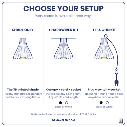 LARISA setup options: shade only, hardwired, plug-in
