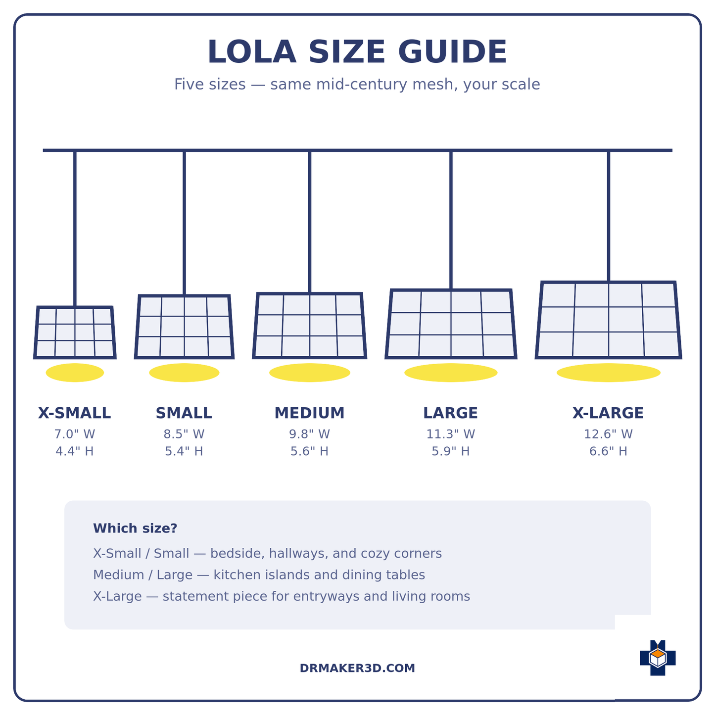 LOLA pendant size guide